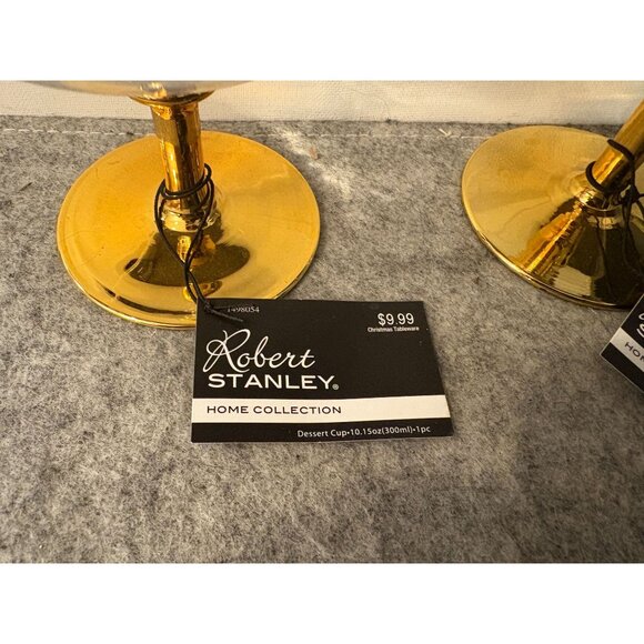 2 Robert Stanley Home Collections Short Gold Stemmed Dessert Glasses 4.25" # 277 - Picture 5 of 5